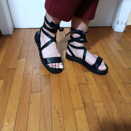 Black leather Asolo sandals new, size 39 with lug sole