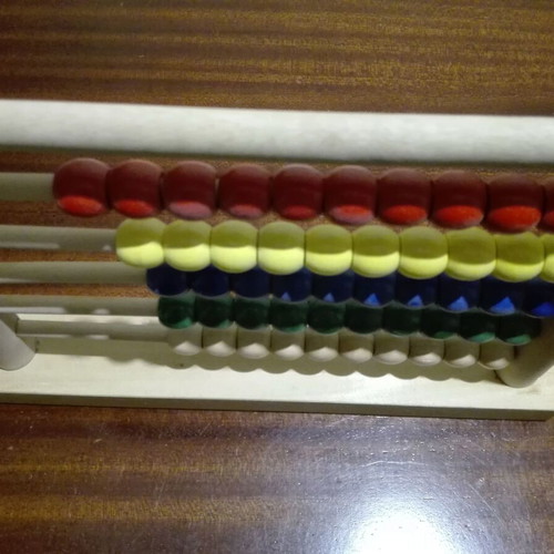 Wooden abacus used, old and sturdy construction