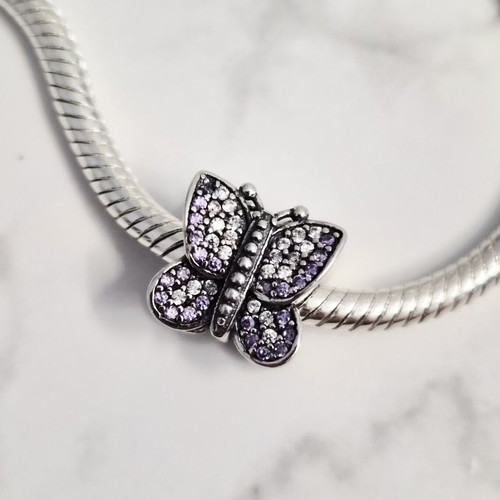 Pandora Charm Sparkling Butterfly new, sterling silver with cubic zirconia