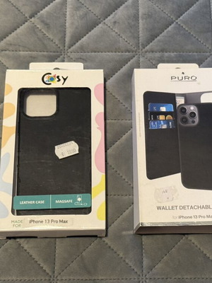 iPhone 13 Pro Max cases used, Cosy leather and Puro wallet 2 in 1