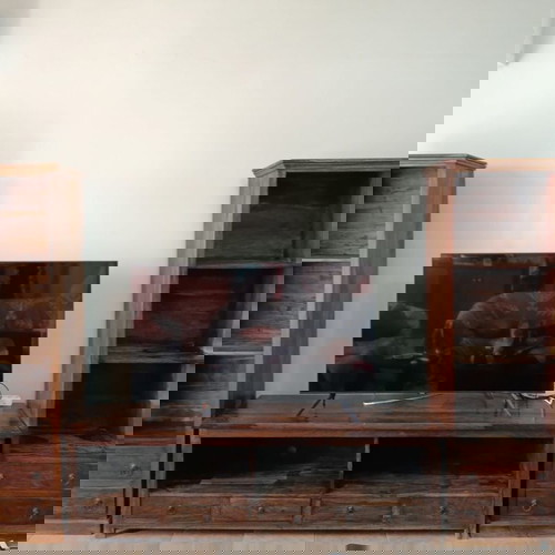 Σύνθετο σαλονιού vintage μεταχειρισμένο με τραπεζάκι και γραφείο από ξύλο τικ