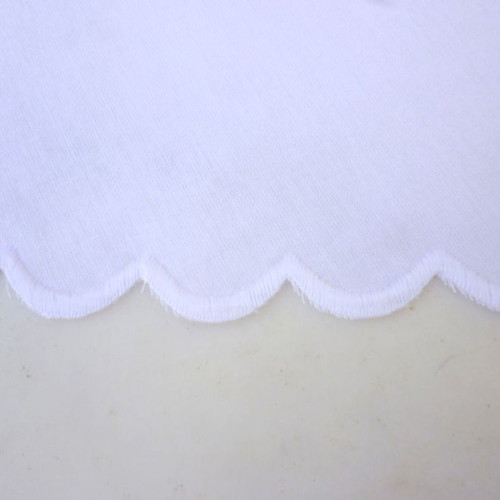 Satin round tablecloth like new, radius 1.28 m, cutwork edge