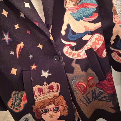 Zetta Otto coat like new with unique prints, one size, multicolor