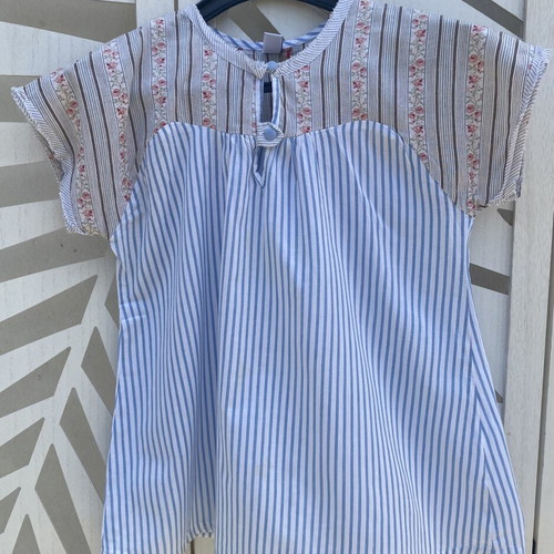 Zara top like new, mixed fabrics, striped bottom, size 164 cm