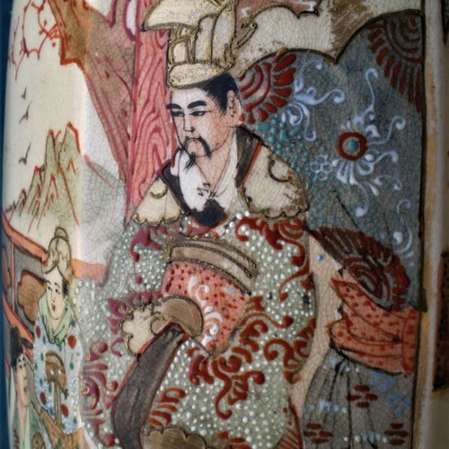 Satsuma Meiji hexagonal vase 19th century used