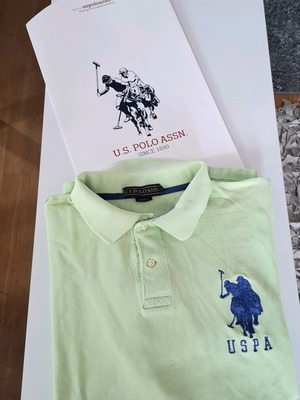 Us Polo ASSN κοντομάνικο πόλο μεταχειρισμένο, lime, μέγεθος Large, με κουτί δώρου