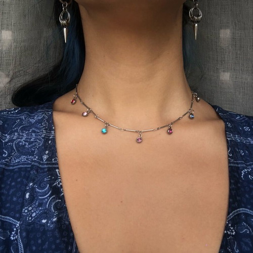 Boho Y2k Coquette Fairy Grunge stainless steel necklace colorful, new