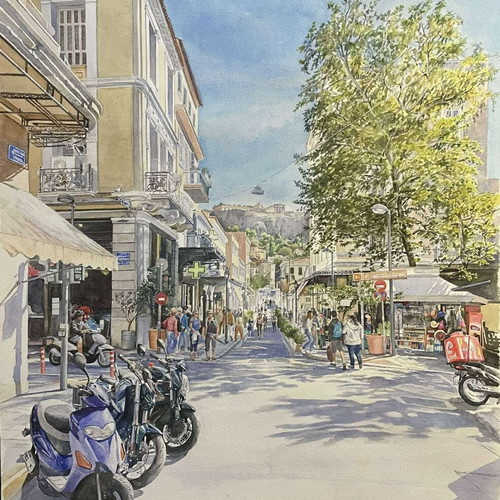 Watercolor painting new, size 55x75