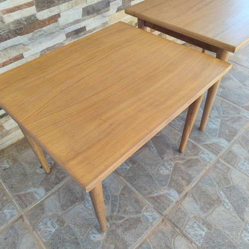 Danish Nest Tables Vintage Fully Restored Mid-Century Modern Set of 2