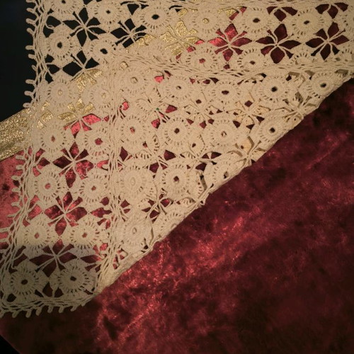 Set of 3 handmade embroidered linens with matching pattern
