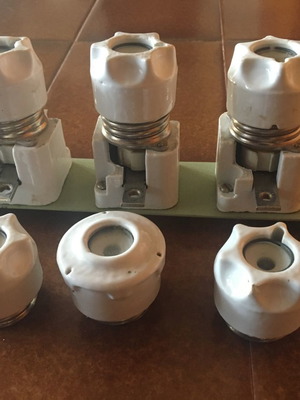 Porcelain fuses used, set of 6 pieces with base