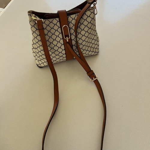 Milano shoulder bag, cream and brown pattern