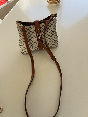 Milano shoulder bag, cream and brown pattern