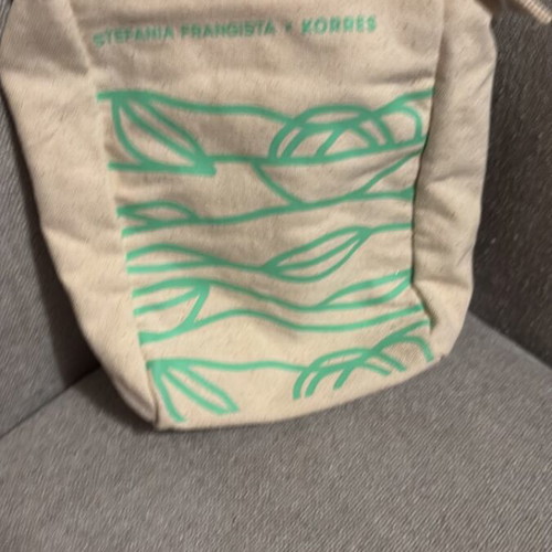 Stefania Frangista toiletry bag new beige with green