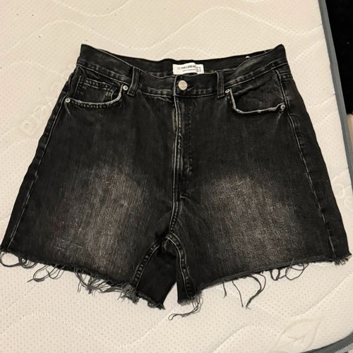 Pull & Bear high-waist denim shorts, black and grey, XL