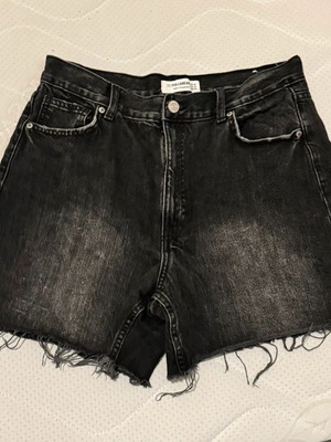 Pull & Bear high-waist denim shorts, black and grey, XL