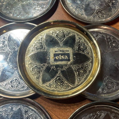 Vintage Silver and Gold-Plated Decorative Plates Like New