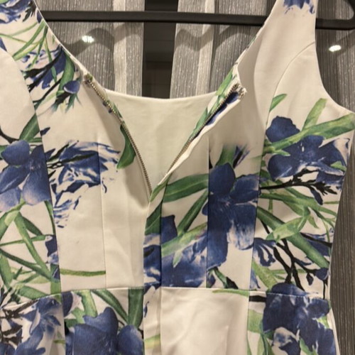 Zini Mid-Length Flared Dress used, white and blue, size M