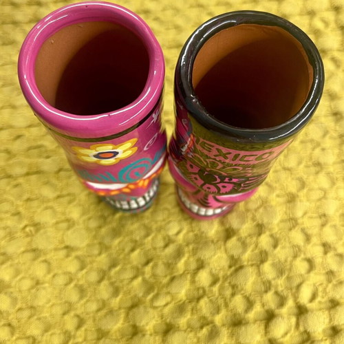 Set of 2 handmade ceramic shot glasses from Mexico