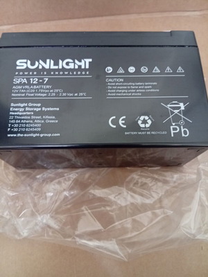 Sunlight SPA 12-7 μπαταρίες μολύβδου 12V 7Ah, σετ 2