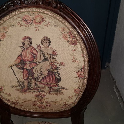 Classic round dining table used with 4 chairs