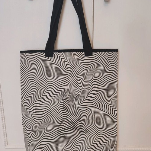 Tote shoulder bag used, cotton and paper, animal print