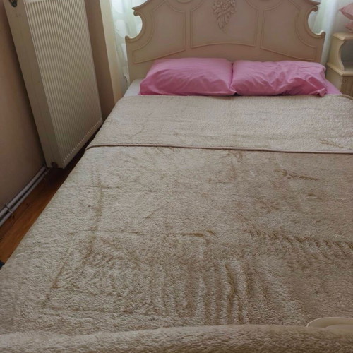 Double carved bed like new with patina