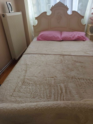 Double carved bed like new with patina