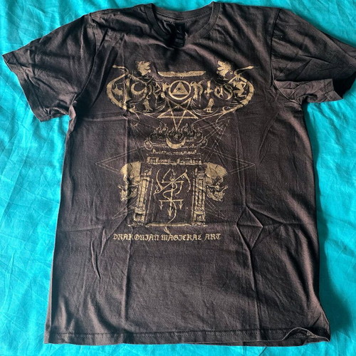 Acherontas T-shirt, size Small, dark brown with gold, Gildan