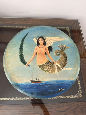 Wood Painting Hanging, like new, diameter 47-48 cm