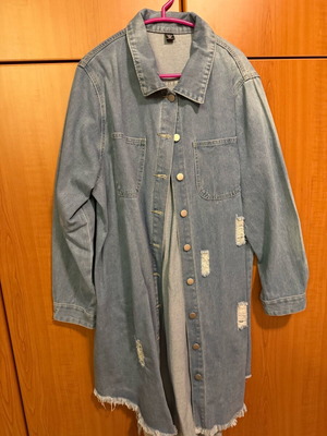 Shein denim long coat blue like new, size XL