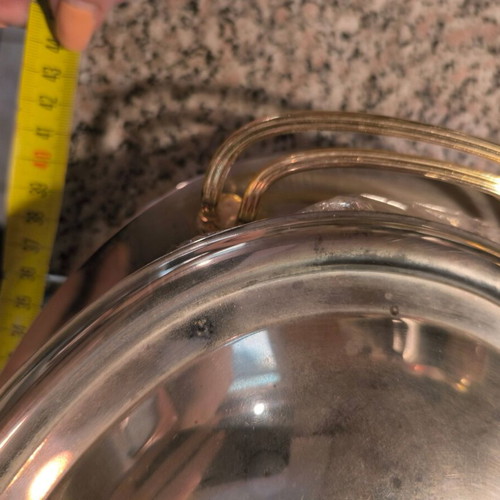Stainless Steel Oval Serving Dish like new with Pyrex tray and lid
