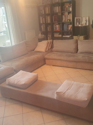 Corner sofa used, grey, water-repellent fabric, dimensions 2.20x1.85 m