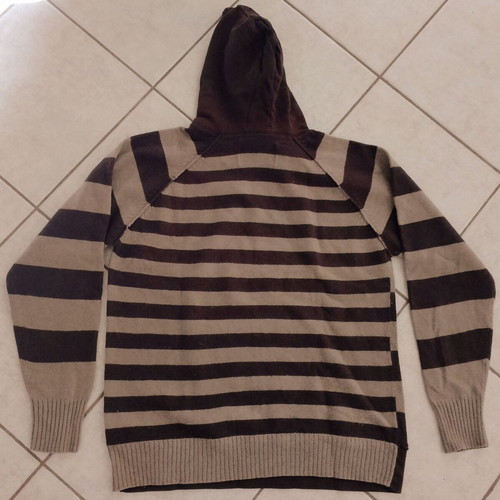Springfield SPF men's striped hoodie sweater used, beige and brown, XL