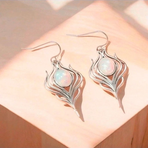 Earrings with opal stone new, hypoallergenic brass silver