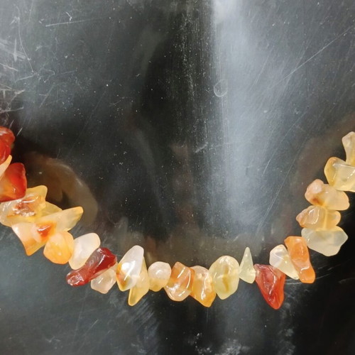 Necklace with Carnelian Semi-Precious Stones like new, 90 cm
