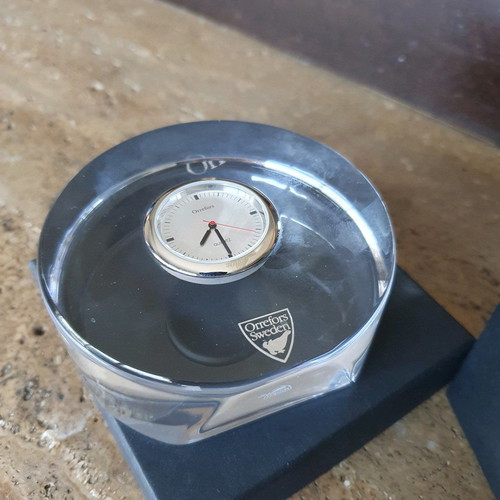 Orrefors Crystal Puck με ρολόι επιτραπέζιο καινούργιο