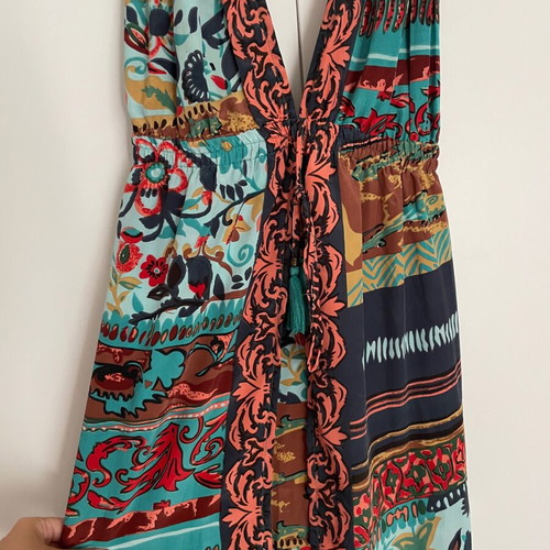 Maxi summer dress Pink P with colorful print, like new