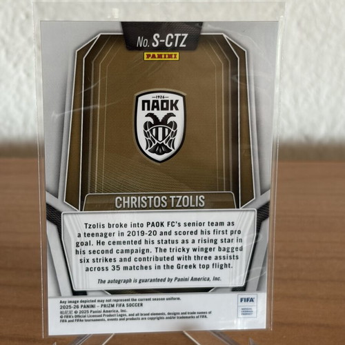 Christos Tzolis Auto Signature Silver Prizm Panini Prizm FIFA 2025-26