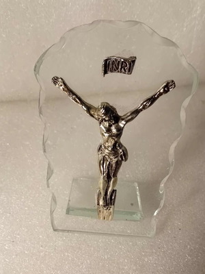 Decorative glass religious item height 11cm like new