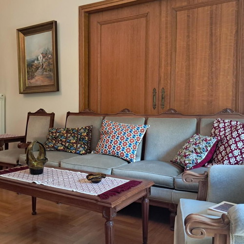 Handmade 4-Seater Sofa and 2 Vintage Chairs from 1970, Used, Cherry Wood