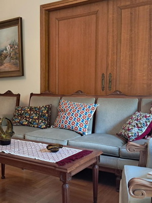 Handmade 4-Seater Sofa and 2 Vintage Chairs from 1970, Used, Cherry Wood