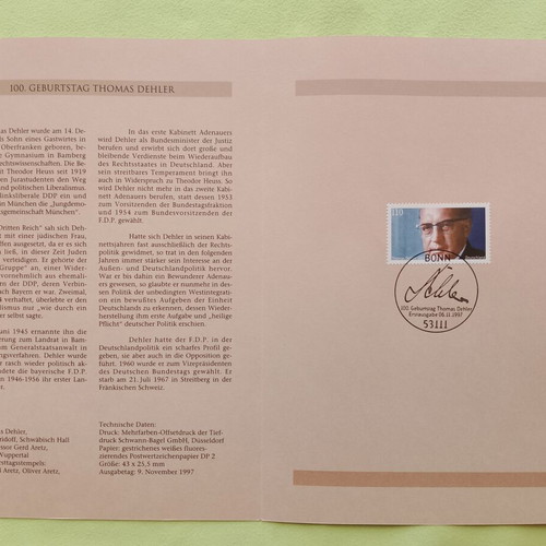 Germany 1997 stamp with Bonn first day cover cancellation
