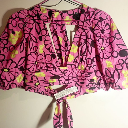 Zara top new with tags, pink and yellow, size M