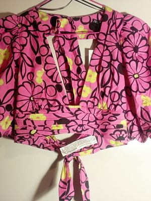 Zara top new with tags, pink and yellow, size M