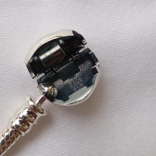 Pandora Snake Chain Bracelet with Heart Clasp silver, like new