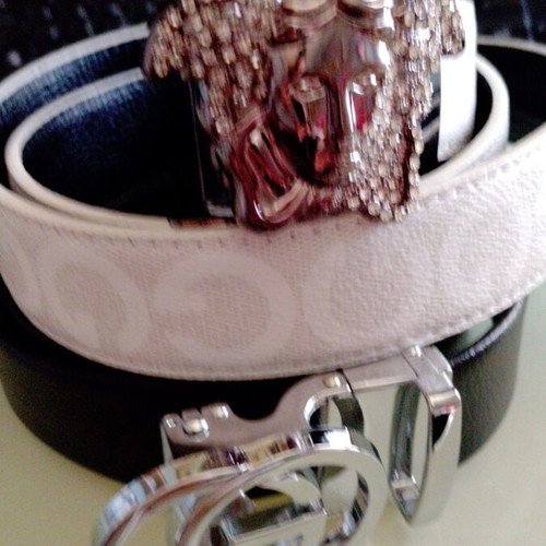 Luxury leather belts new, set of 2 with G and Medusa symbols