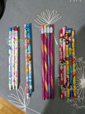 Pencils new from collection with flower, animal, glitter, Mickey Mouse designs