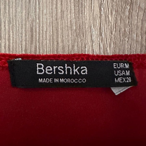 Bershka red velour bodysuit like new, medium