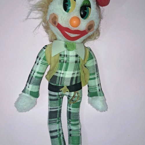 Fasolas Clown Cloth Doll 60s like new, 40 cm tall